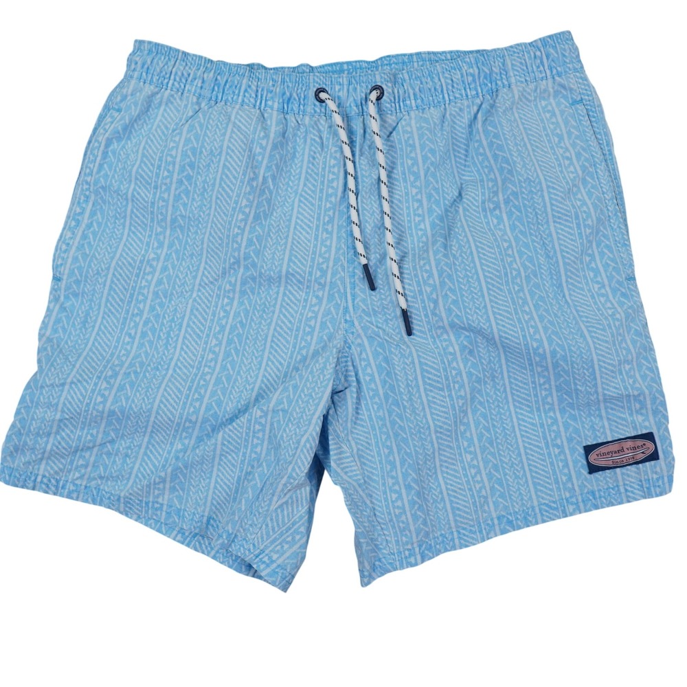 Vineyard Vines Island Swim Trunks Mens S Blue‎ Geometric Logo Outdoor Summer